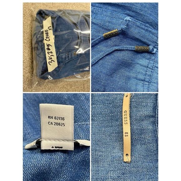 Guess womens denim dress romper sz Xsmall tp stretch pearl button western - Picture 4 of 12